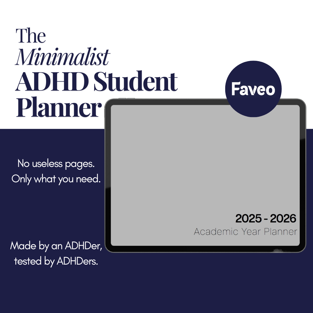 Digital Academic Planner 2025-2026 for ADHD | Minimalist Planner for Students