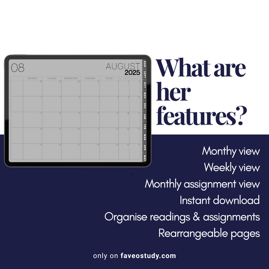 Digital Academic Planner 2025-2026 for ADHD | Minimalist Planner for Students