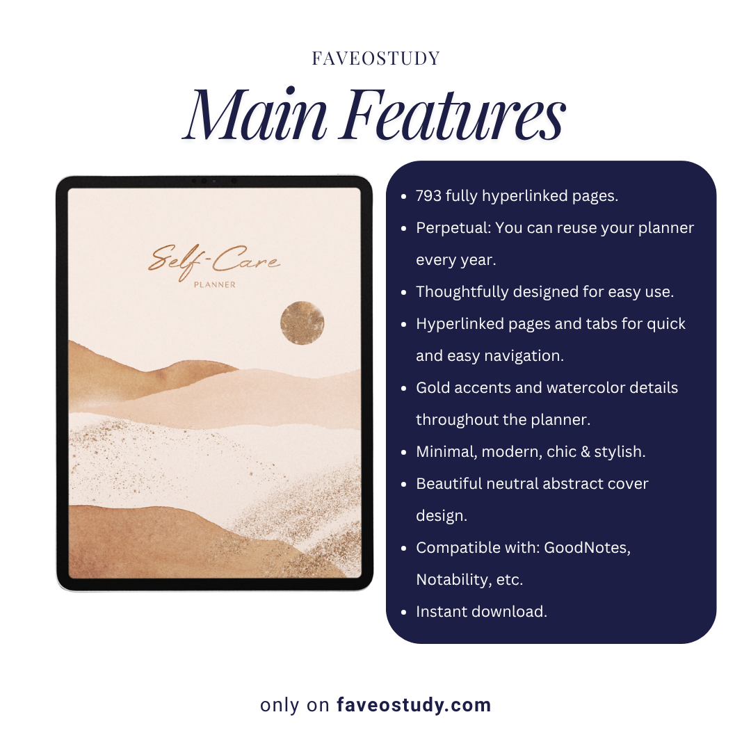 Self Care Planner | Digital Planner | GoodNotes Planner | iPad Planner | Daily Planner | Mental Health Mindfulness Healing Anxiety Self Love