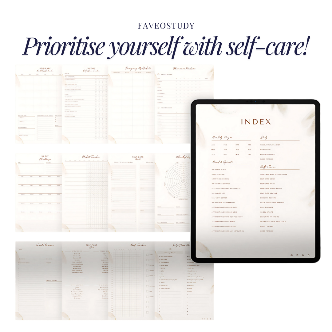 Self Care Planner | Digital Planner | GoodNotes Planner | iPad Planner | Daily Planner | Mental Health Mindfulness Healing Anxiety Self Love